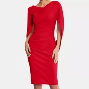 Red Betsy & Adam Cape Sleeve Dress Size 4